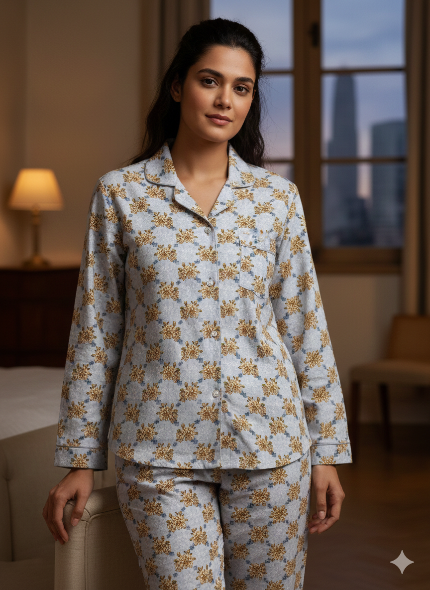 Digital Printed Night Suit - PNS-015 Brown