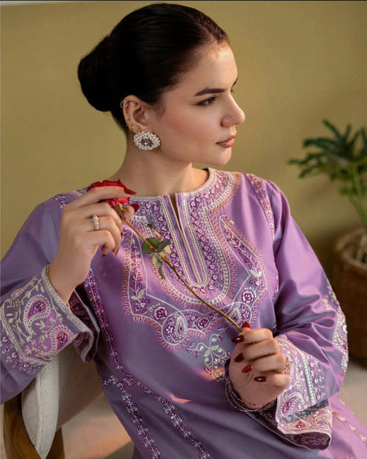 Lilac Embroidered Lawn Co-Ord Set 2 Piece – MJ Collections