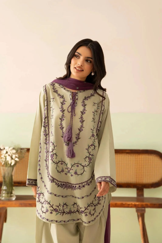 Pistachio & Plum Embroidered Lawn Co-Ord Set 2 Piece – MJ Collections