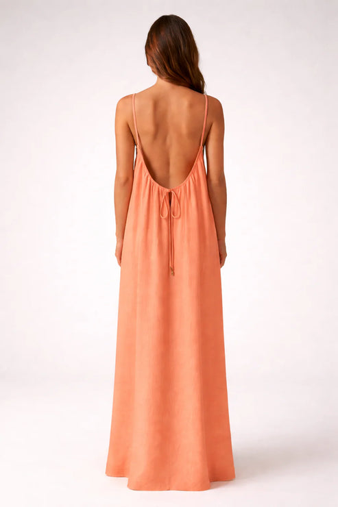 STUNNING BACKLESS MAXI DRESS - DUSTY ROSE