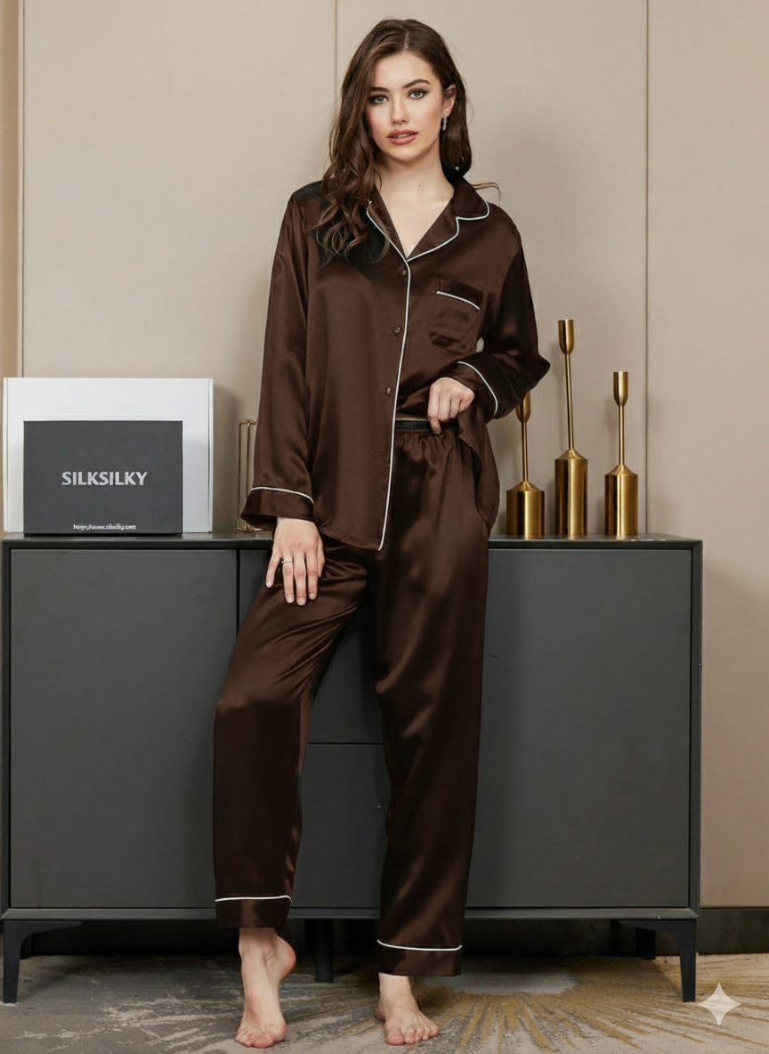PLAIN SILK - Brown