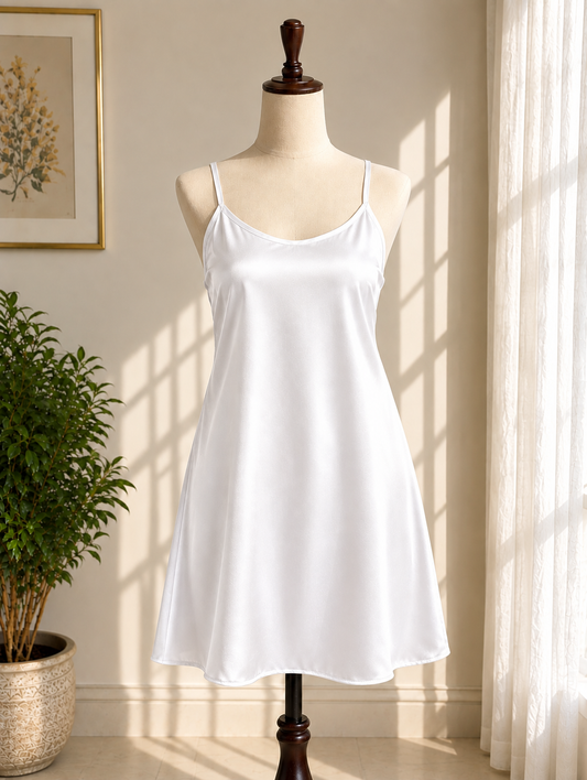 White Silky Nightgown