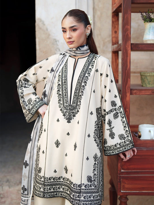 Ivory & Black Embroidered Lawn Co-Ord Set 2 Piece – MJ Collections