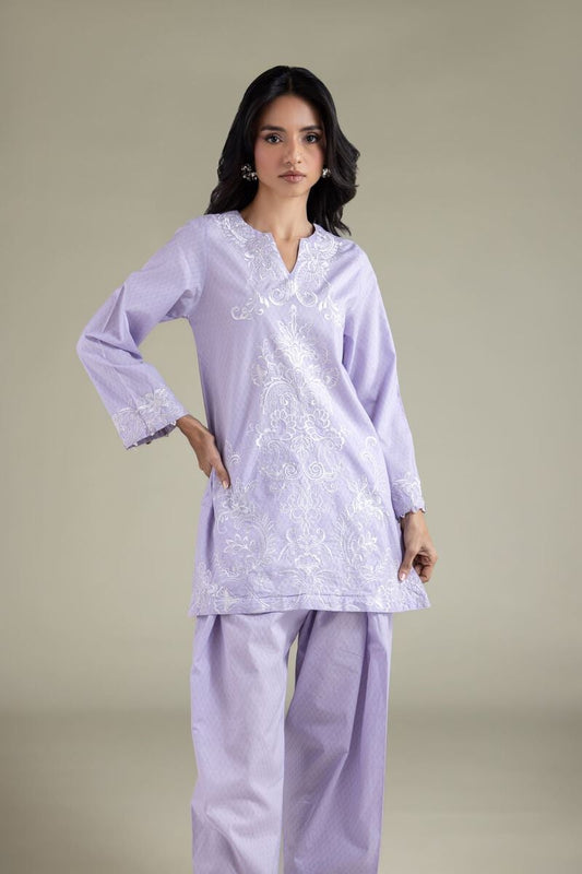 Lavender Embroidered Lawn Co-Ord Set 2 Piece – MJ Collections