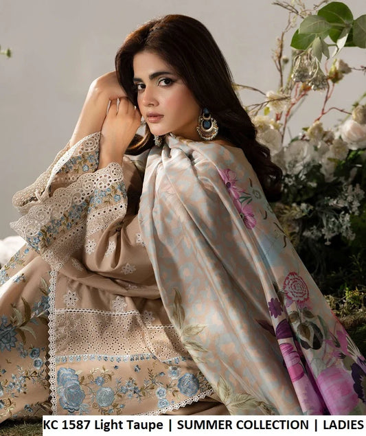 Light Taupe Embroidered Lawn Co-Ord Set 2 Piece – MJ Collections