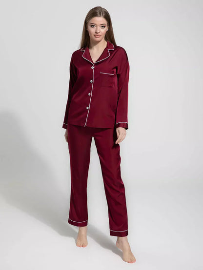PLAIN SILK NIGHT SUIT - Baggy Trouser