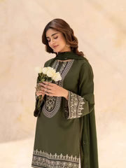 Olive Green Embroidered Lawn Co-Ord Set 2 Piece – MJ Collections