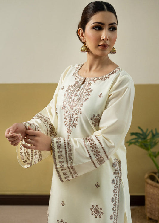 Ivory & Maroon Embroidered Lawn Co-Ord Set 2 Piece – MJ Collections