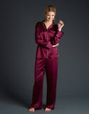 PLAIN SILK NIGHT SUIT - MAROON