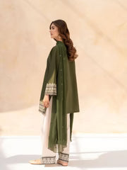 Olive Green Embroidered Lawn Co-Ord Set 2 Piece – MJ Collections