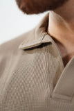 WAFFLE KNIT POLO T-SHIRT For Men - BEIGE