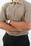 WAFFLE KNIT POLO T-SHIRT For Men - BEIGE