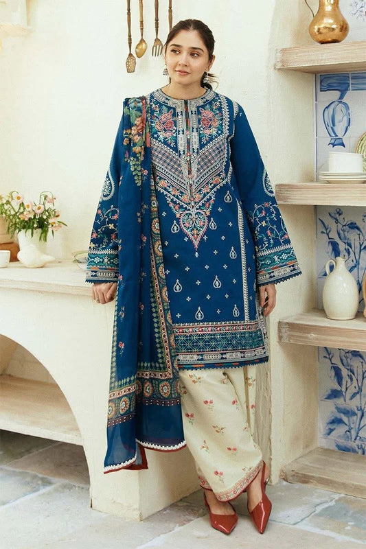 Indigo Blue Embroidered Lawn Co-Ord Set 2 Piece – MJ Collections
