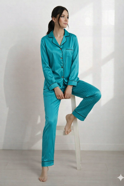 Digital Printed  Night Suit - PNS-018 Stripe Blue