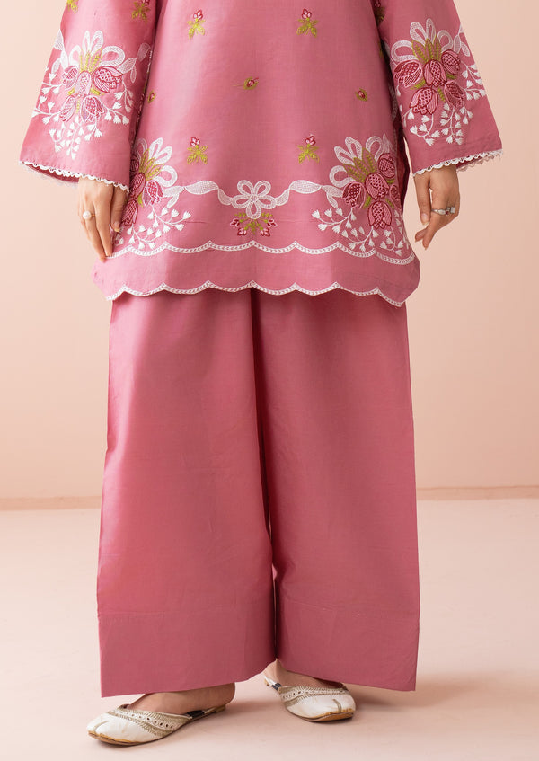Rose Pink Embroidered Lawn Co-Ord Set 2 Piece – MJ Collections