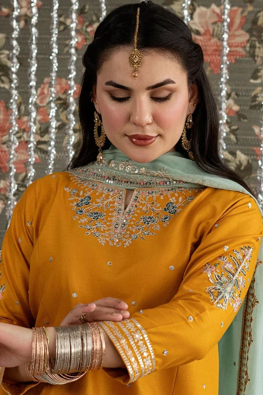 Mustard Yellow Embroidered Lawn Co-Ord Set 2 Piece – MJ Collections