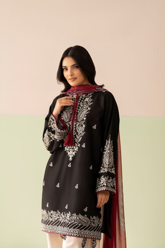 Black & White Embroidered Lawn Co-Ord Set 2 Piece – MJ Collections