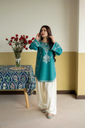 Turquoise Embroidered Lawn Co-Ord Set 2 Piece – MJ Collections