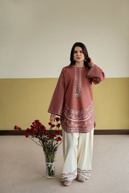 Terracotta Rose Embroidered Lawn Co-Ord Set 2 Piece – MJ Collections