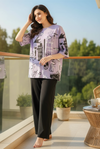Purple Planet Printed Night Suit