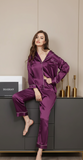 PLAIN SILK NIGHT SUIT - PURPLE