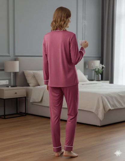Digital Printed  Night Suit - PNS-023 Red Stripe