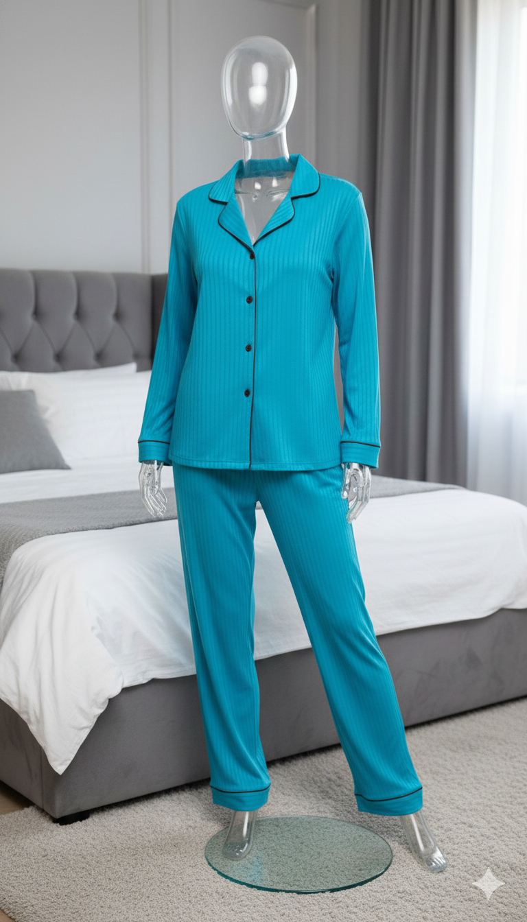 Digital Printed Night Suit - PNS-019 Light Blue