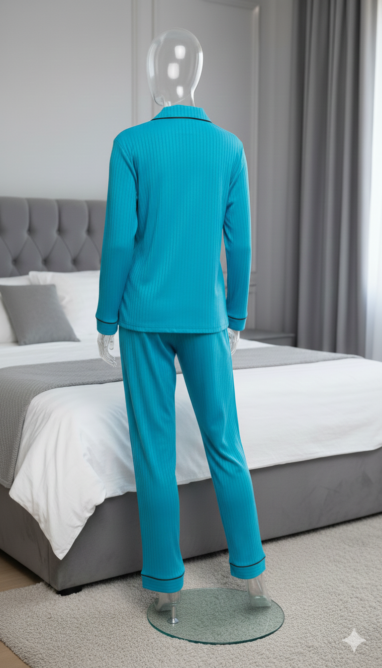 Digital Printed Night Suit - PNS-019 Light Blue