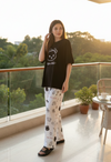 Pink Mood Print Black Soft Cotton PJ Suit