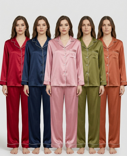 PLAIN SILK NIGHT SUIT - Baggy Trouser