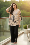 PLANET PRINTED BROWN - PJ SUIT FOR WOMEN