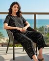 HN-BLACK CAPRI PRINTED NIGHT SUIT