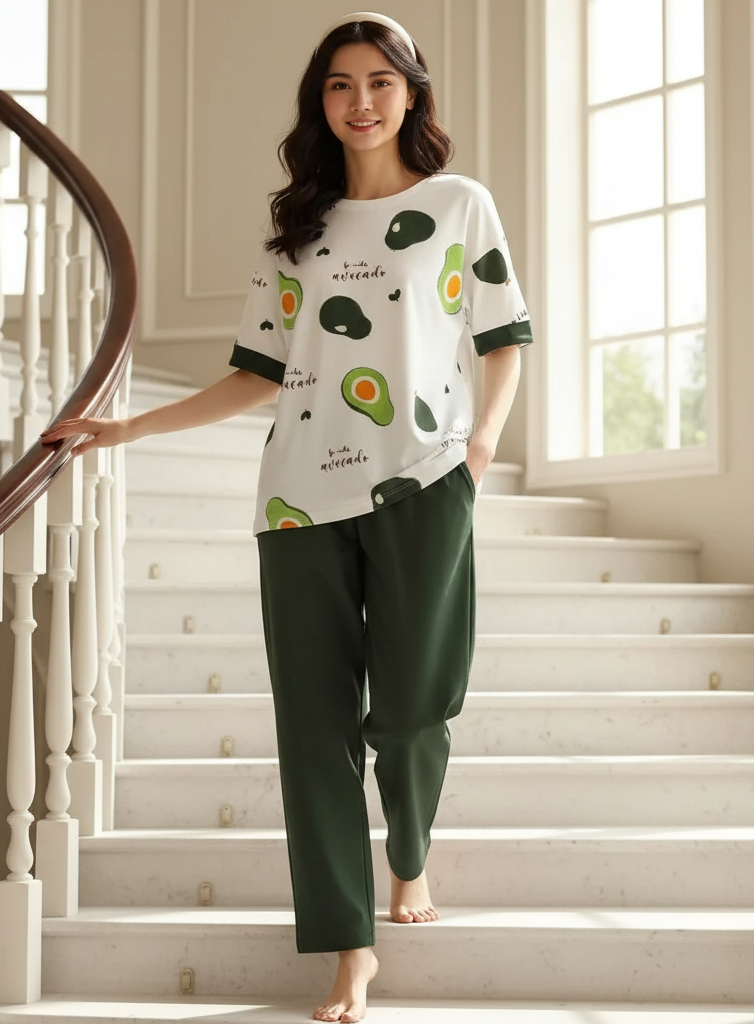Avacado Printed Night Suit