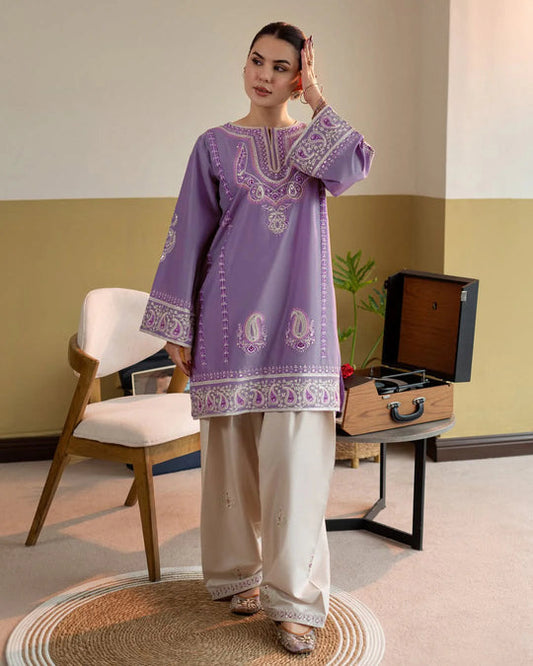 Lilac Embroidered Lawn Co-Ord Set 2 Piece – MJ Collections