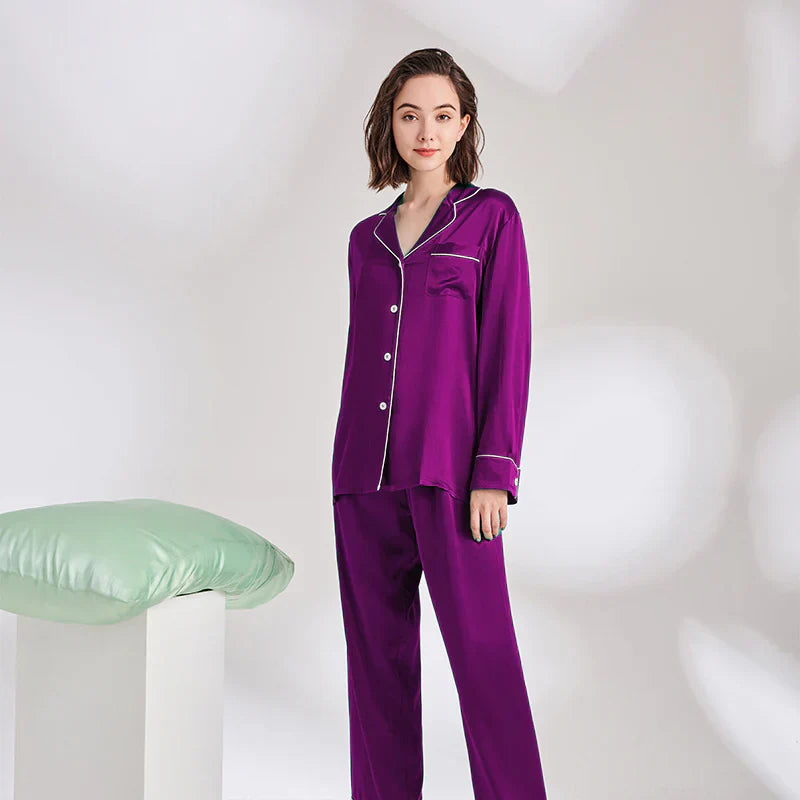 PLAIN SILK NIGHT SUIT - Baggy Trouser