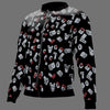 Black Alphabet Printed Zipper Jacket
