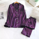 PLAIN SILK NIGHT SUIT - PURPLE