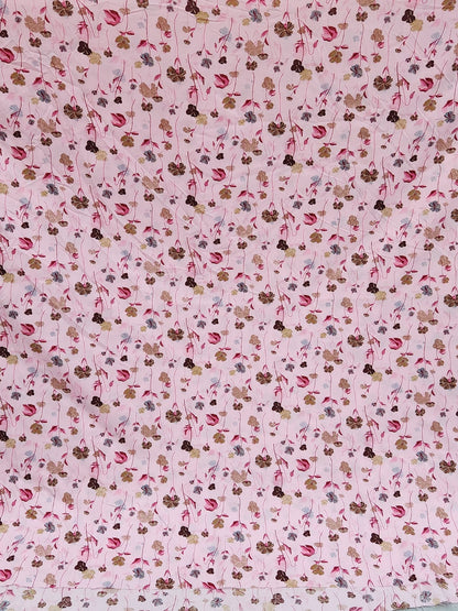 Digital Printed  Night Suit - PNS-012 Light Pink Brown Flower