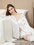 PLAIN SILK NIGHT SUIT - WHITE (Baggy trouser)