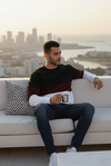 Black Maroon And White Block SweatShirt