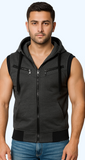 Charcoal Sleeveless Hodded Zipper