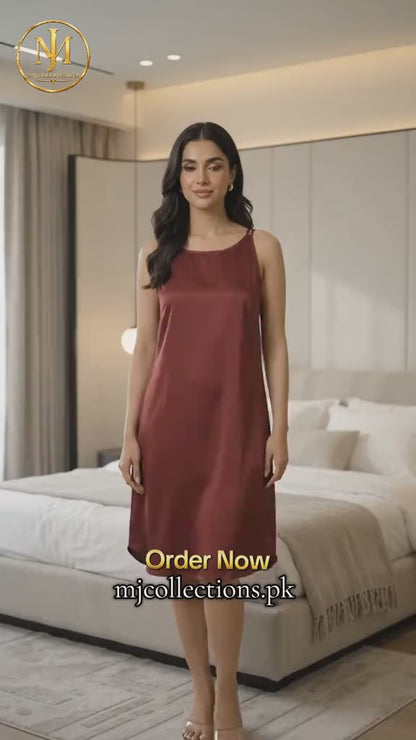 Mehroon Silky Nightgown