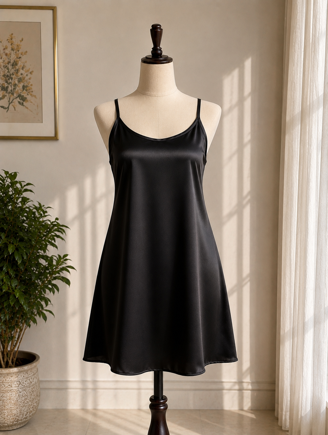 Black Silky Nightgown