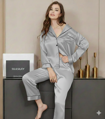PLAIN SILK NIGHT SUIT - Baggy Trouser