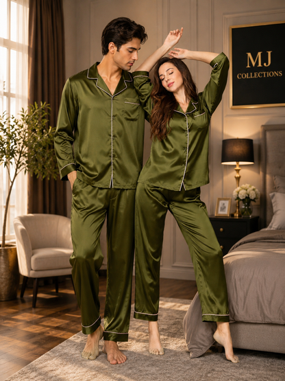 COUPLE SILK NIGHT SUIT — His &amp; Her Matching Set