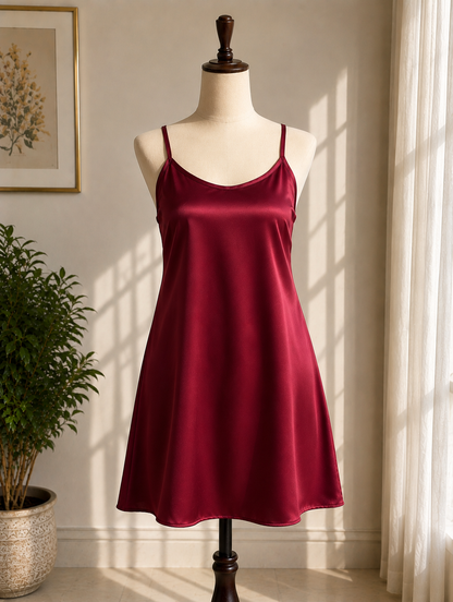 Mehroon Silky Nightgown