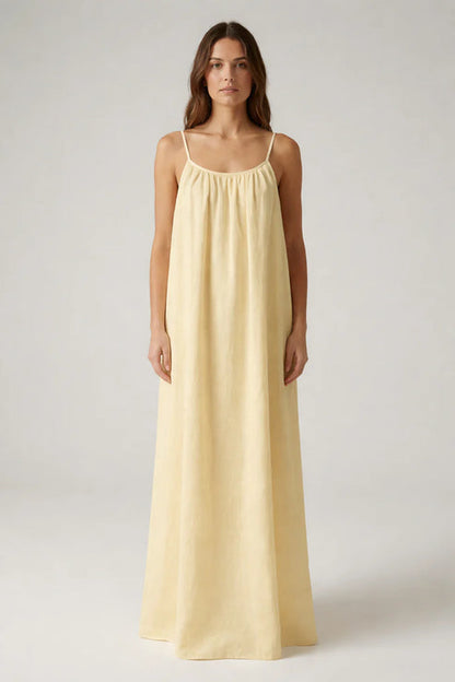STUNNING BACKLESS MAXI DRESS - BUTTER YELLOW