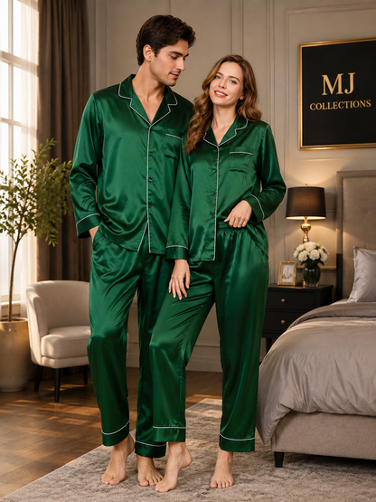 COUPLE SILK NIGHT SUIT — His &amp; Her Matching Set