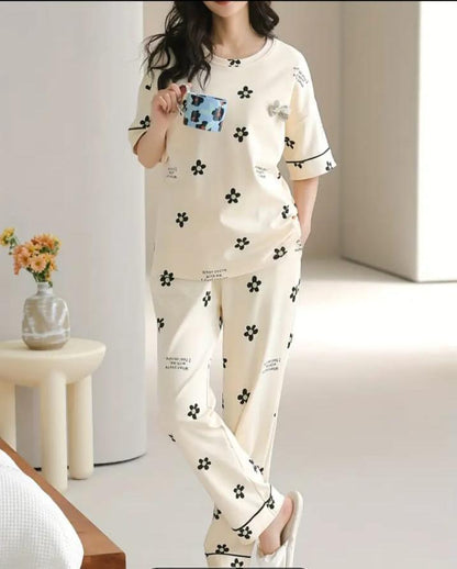 Cream Blossom PJ Set