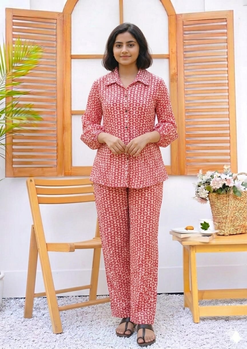 Linen Night wear  rose flower